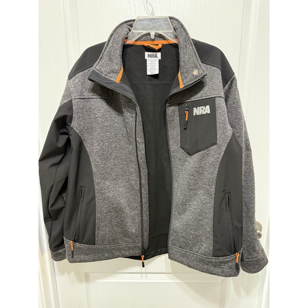 NRA Jacket Mens M Gray Fleece National Riffle Association Member W/ Pin